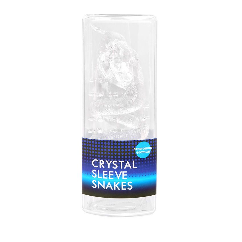 Закрытая рельефная насадка Crystal sleeve snakes в виде змеи с усиками - 14 см. 3