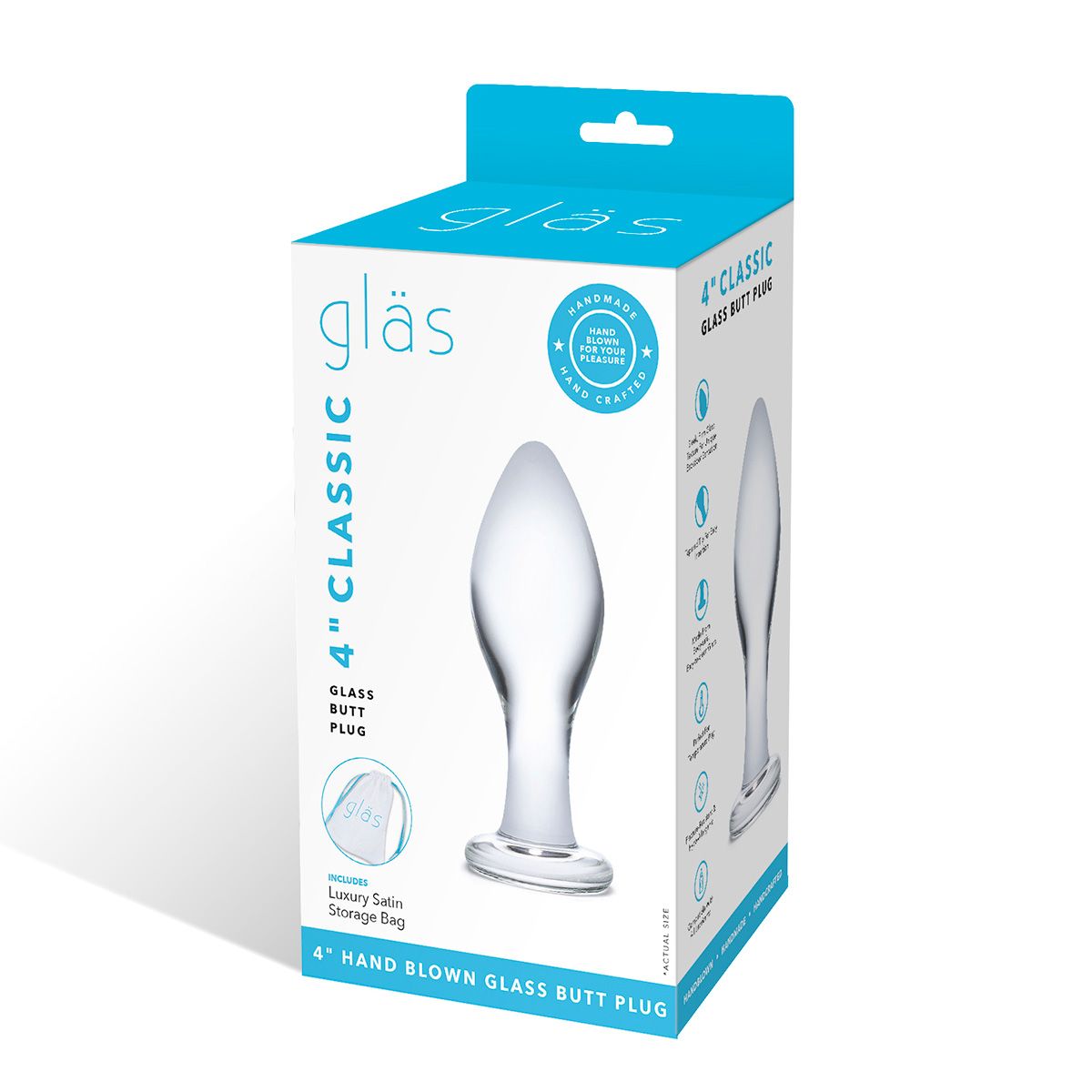 Прозрачная округлая анальная пробка Classic Glass Butt Plug - 11 см. 5