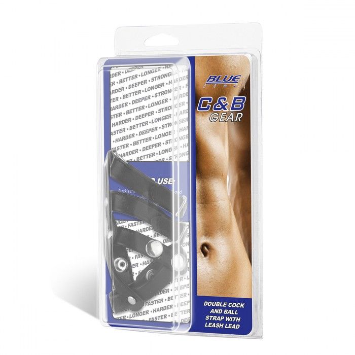 Комбинированное двойное кольцо с разделителем для мошонки и поводком 2