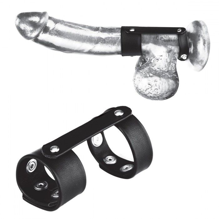 Двойной поддерживаюший ремень для пениса с заклепками 1