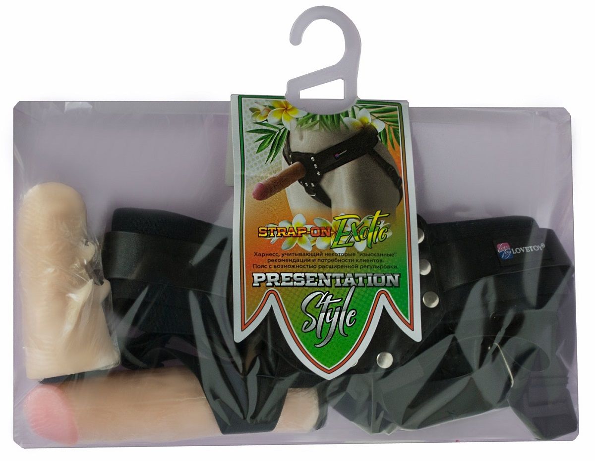 Черный пояс-трусики с двумя телесными насадками "Экзотик-Sara" - 15,7 и 10 см. 13