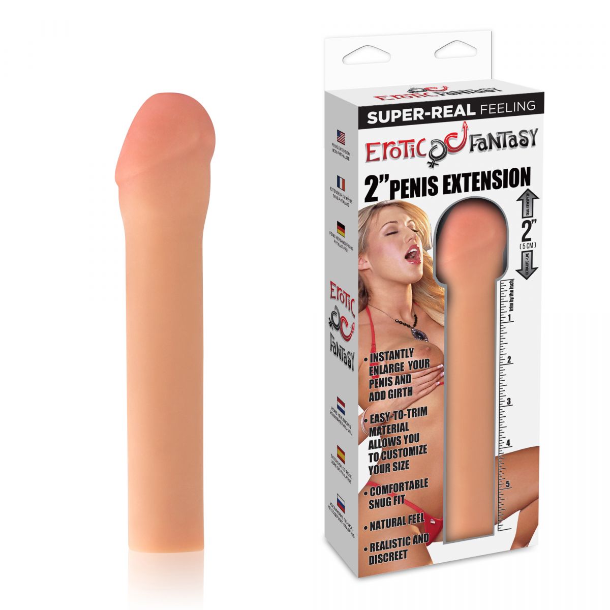 Реалистичная насадка для увеличения члена - 20 см. 2