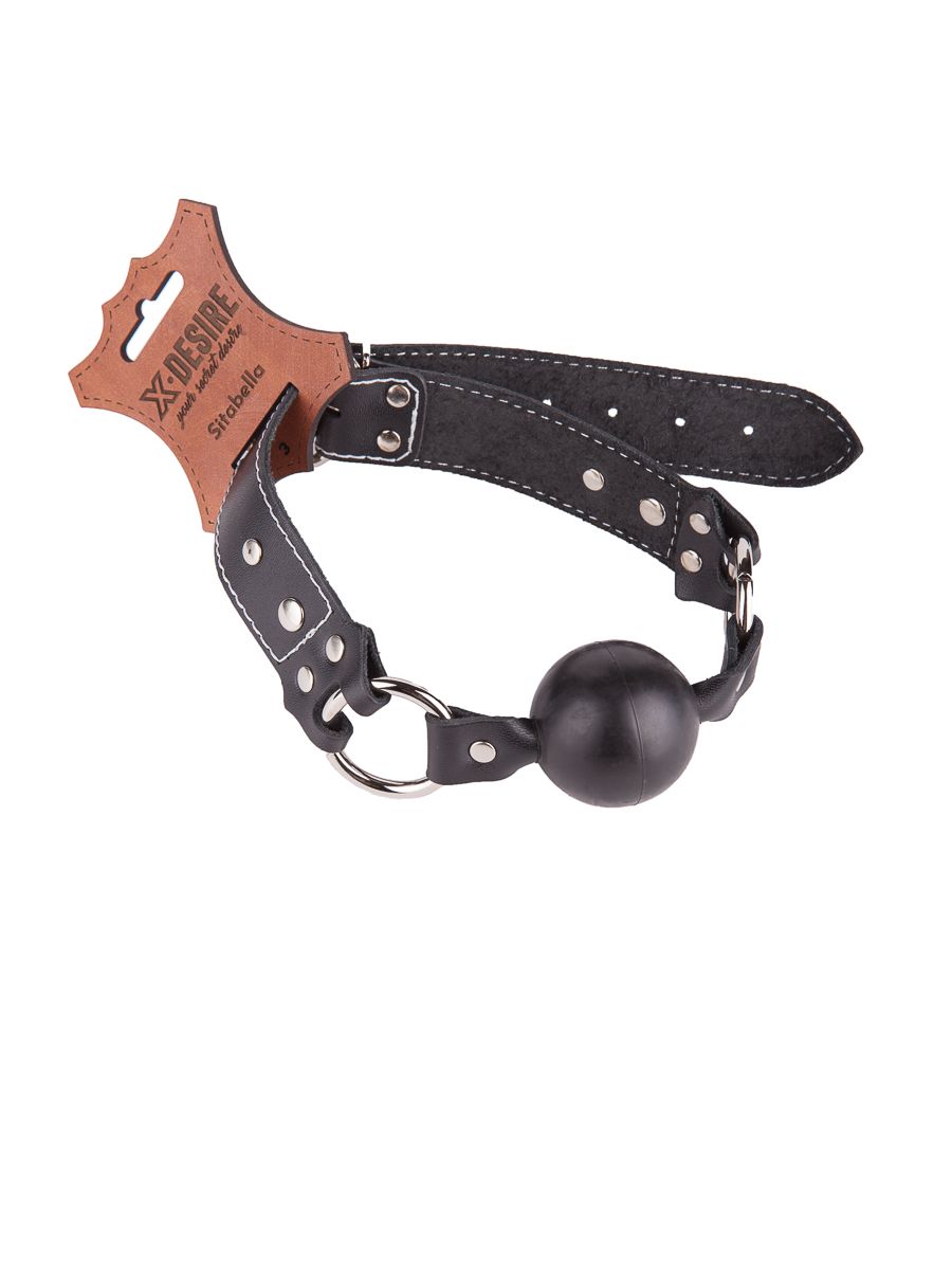 Кляп-шар на ремешках из натуральной кожи 2