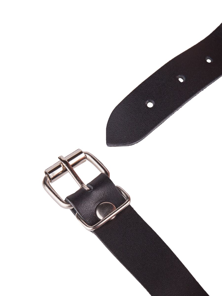 Чёрный кляп-шар на кожаных ремешках с пряжкой 6