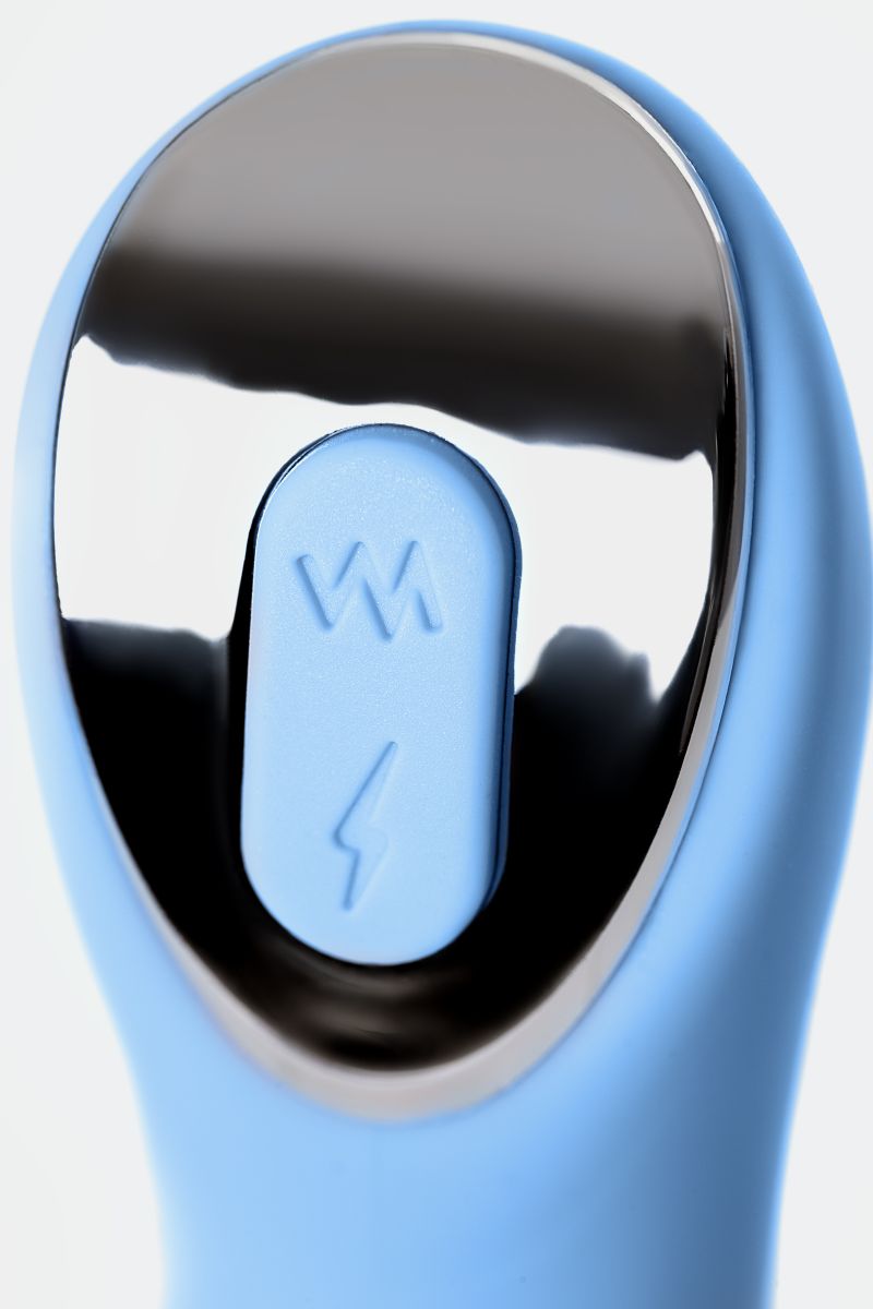 Голубой силиконовый вибратор с электростимуляцией TESLA G-POINT - 21 см. 12