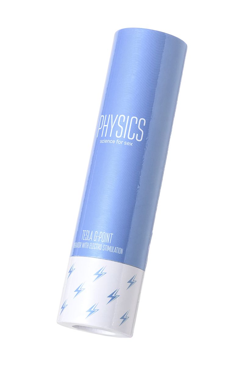 Голубой силиконовый вибратор с электростимуляцией TESLA G-POINT - 21 см. 6