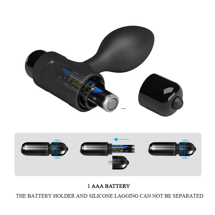 Черная анальная пробка с мощной вибрацией Vibra - 8,6 см. 7