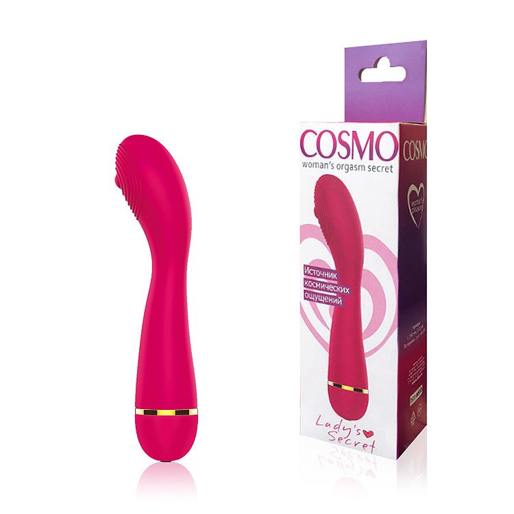 Малиновый изогнутый ребристый вибромассажер с 20 режимами вибрации - 16 см. 2