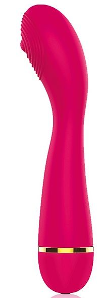 Малиновый изогнутый ребристый вибромассажер с 20 режимами вибрации - 16 см. 1