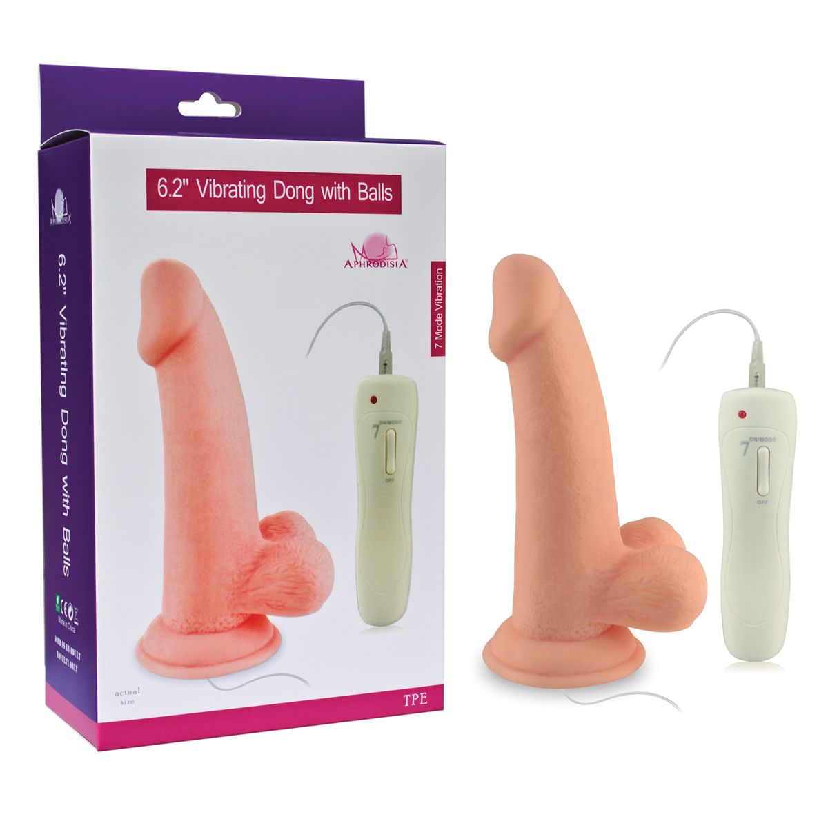 Телесный вибратор Vibrating Dong with Balls - 14 см. 3