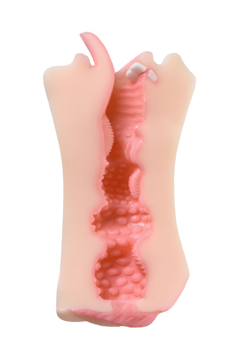 Телесный двусторонний мастурбатор Fruity Tongue - ротик и вагина 8