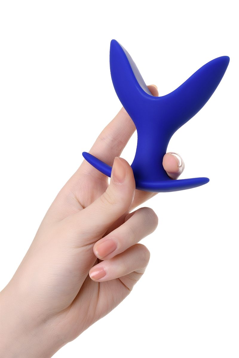 Синяя силиконовая расширяющая анальная втулка Bloom - 9 см. 5