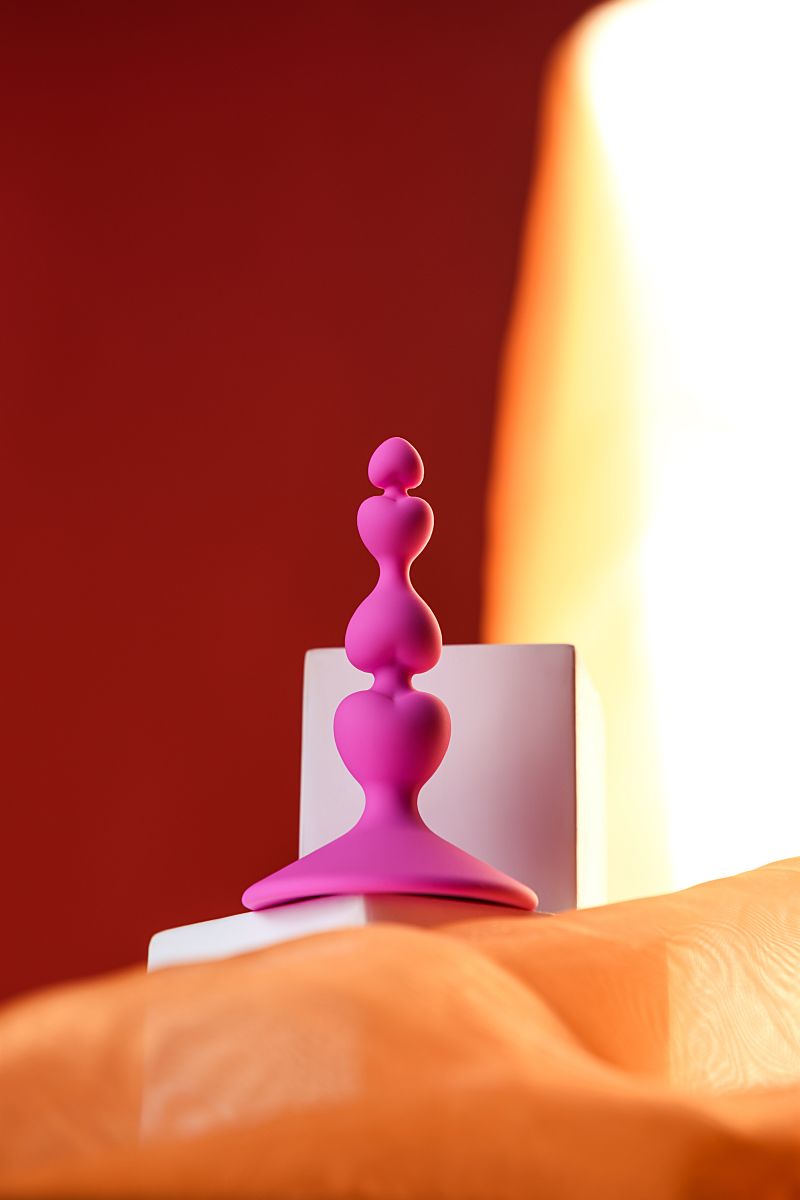 Розовая силиконовая анальная пробка Loverty - 8 см. 9