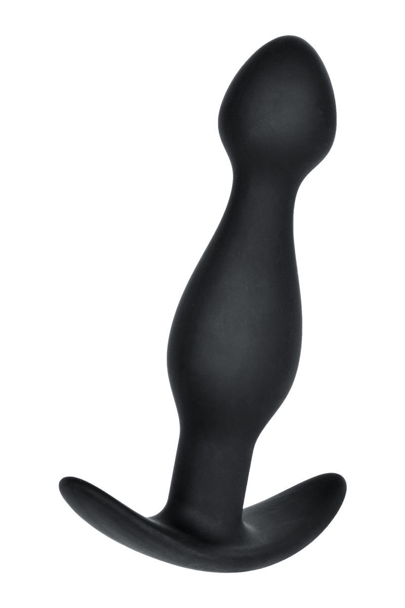 Черная силиконовая анальная пробка с ограничителем - 11,5 см. 2
