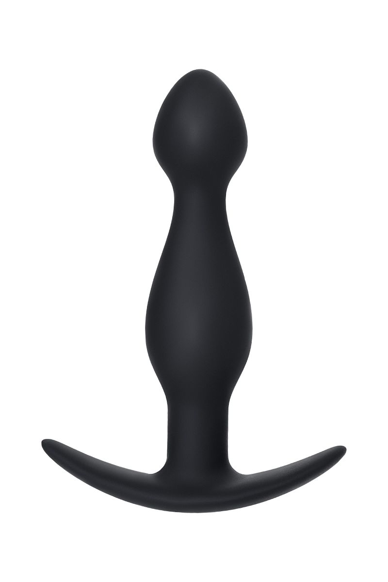 Черная силиконовая анальная пробка с ограничителем - 11,5 см. 3