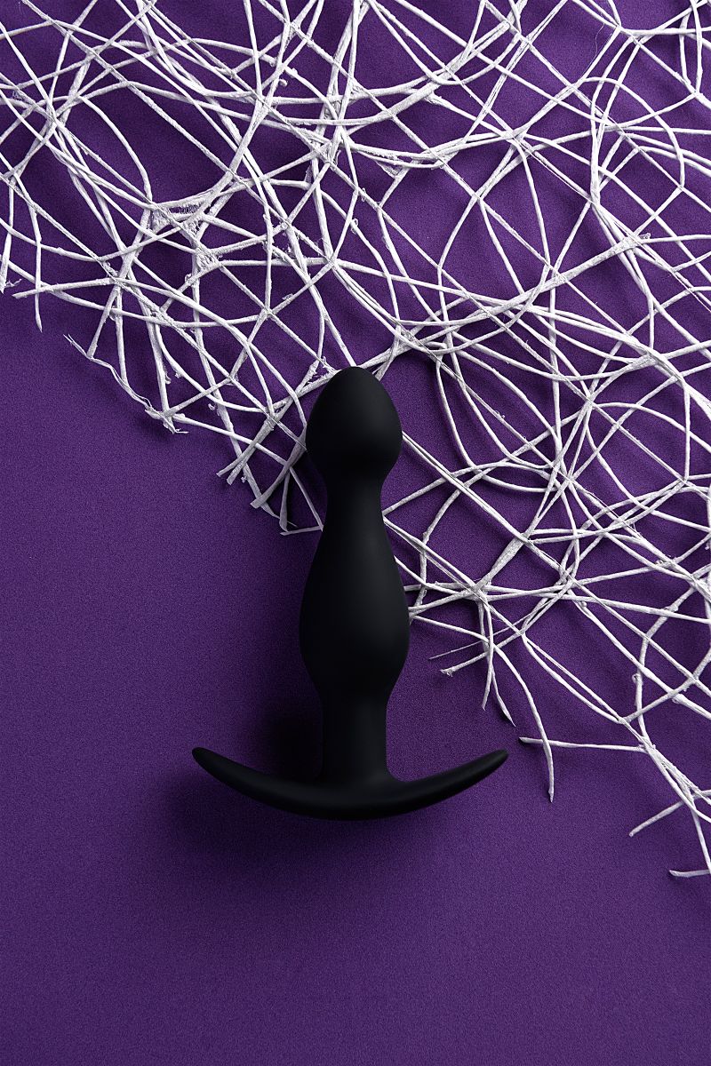 Черная силиконовая анальная пробка с ограничителем - 11,5 см. 8