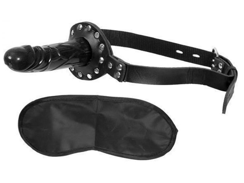 Чёрный кляп с фаллоимитатором Deluxe Ball Gag with Dildo 4