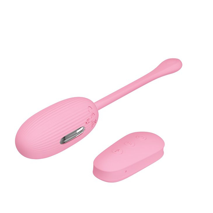 Нежно-розовое виброяйцо с функцией электростимуляции Shock Fun 3