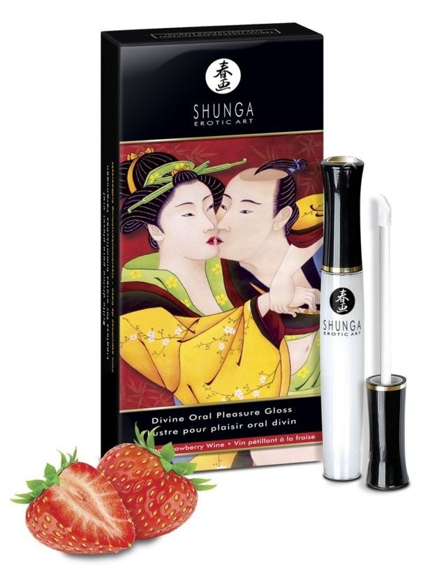 Возбуждающий блеск для губ со вкусом клубники и шампанского "Божественное удовольствие" - 10 мл. 5