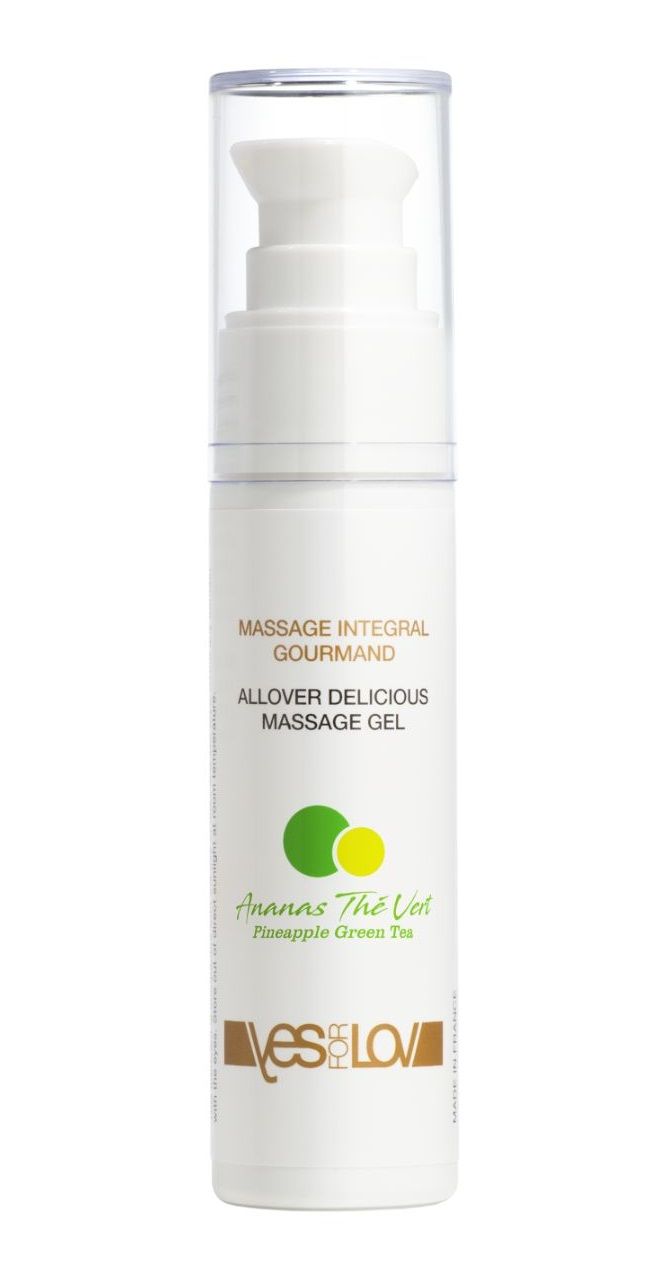 Универсальный массажный гель 3-в-1 Allover Delicious Massage Gel с ароматом ананаса и зеленого чая - 50 мл. 3