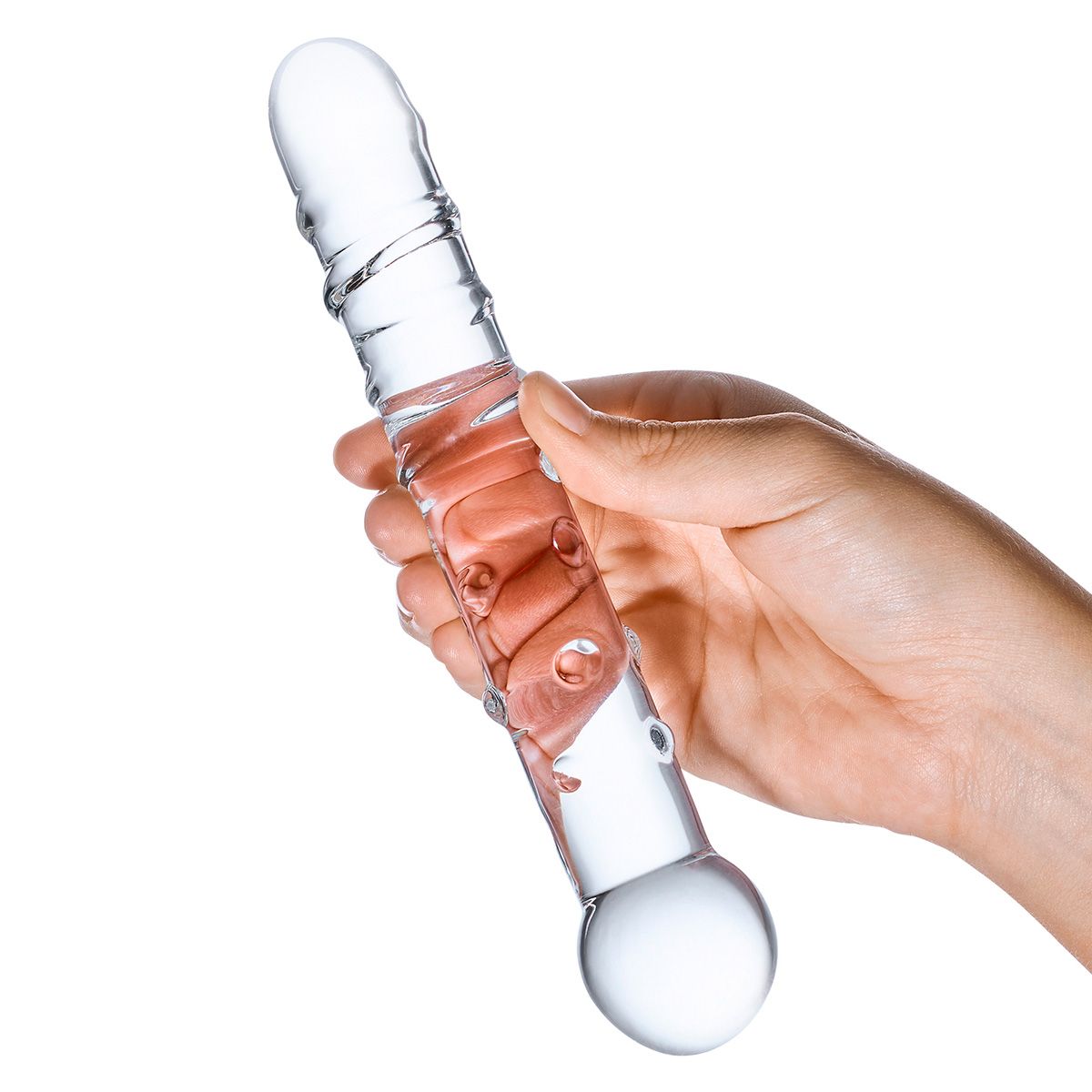 Стеклянная прозрачная палочка-фаллос Callisto Clear Glass Dildo - 18 см. 3