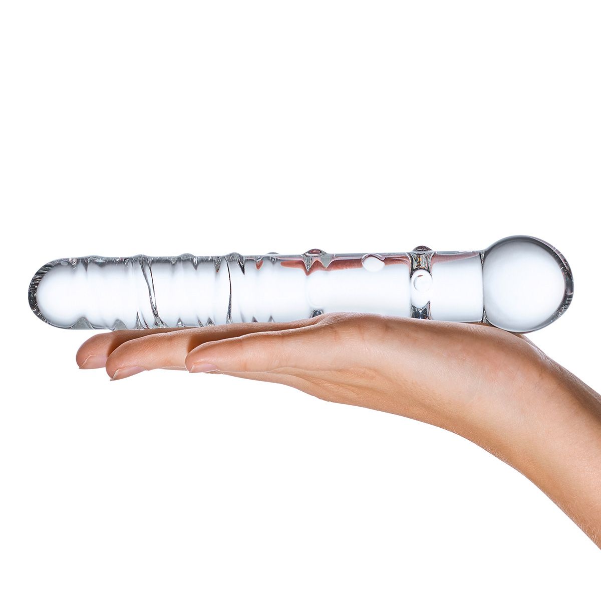 Стеклянная прозрачная палочка-фаллос Callisto Clear Glass Dildo - 18 см. 4