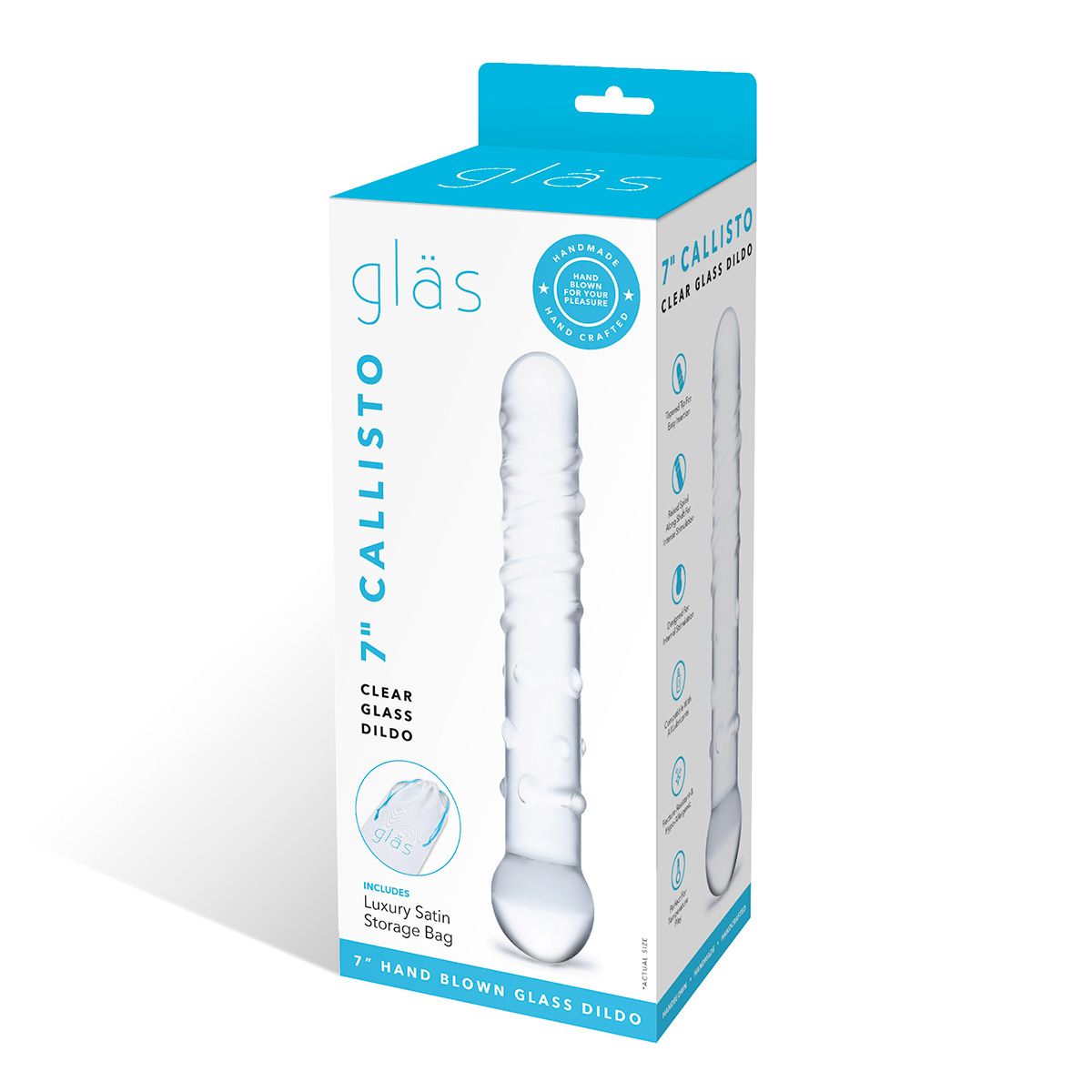 Стеклянная прозрачная палочка-фаллос Callisto Clear Glass Dildo - 18 см. 5