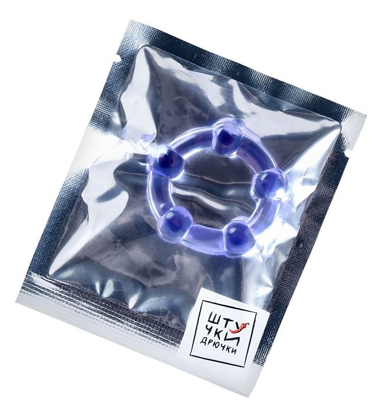 Фиолетовое эрекционное кольцо на пенис с бусинами 2