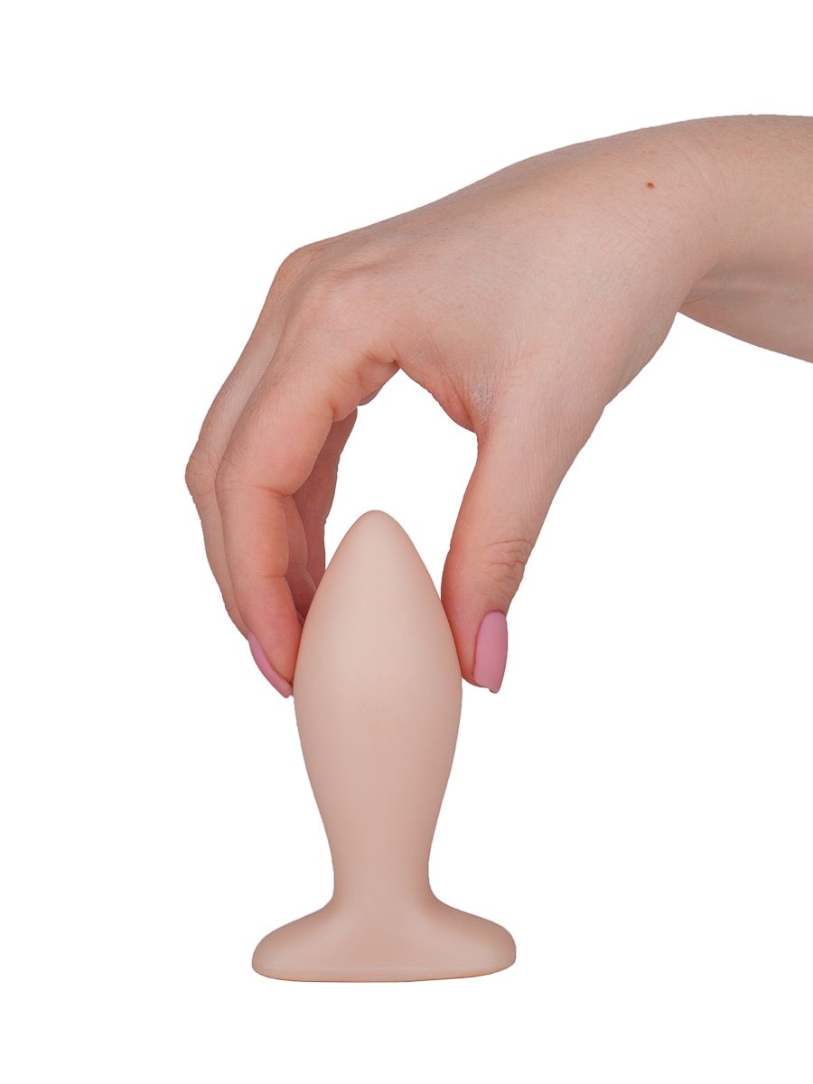 Телесная анальная пробка с широким основанием - 9 см. 5