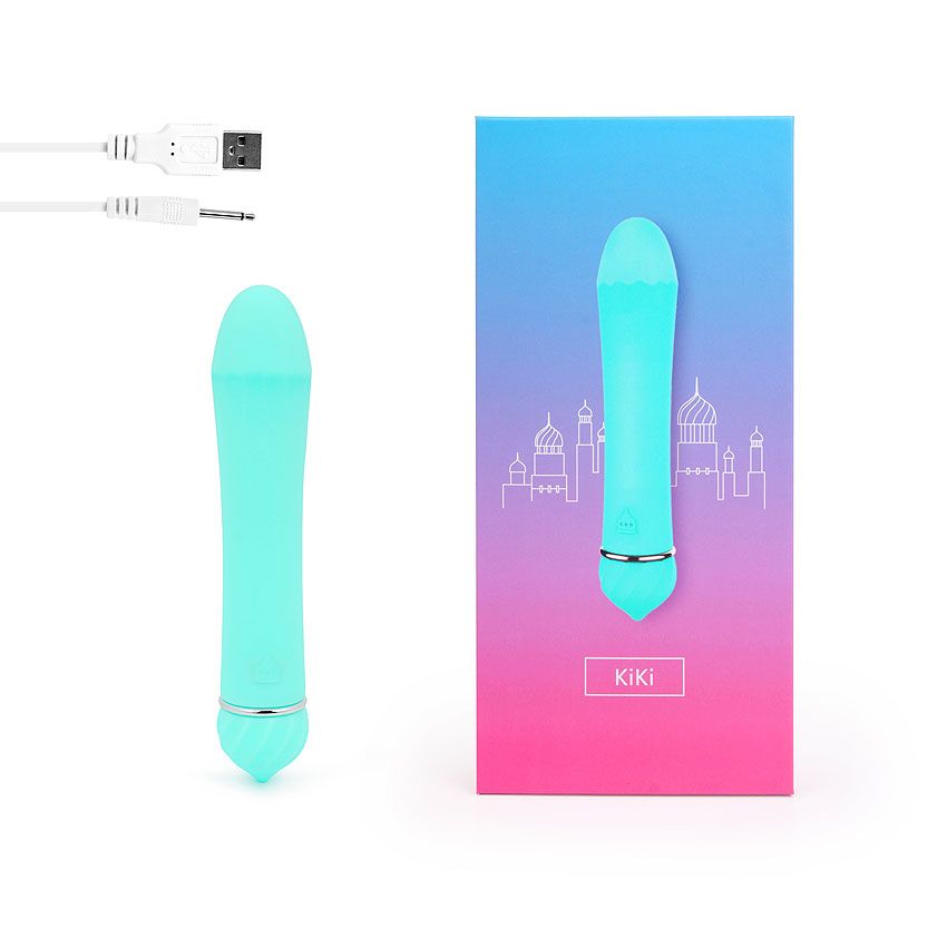 Бирюзовый гладкий вибратор с 11 режимами вибрации - 11,5 см. 2