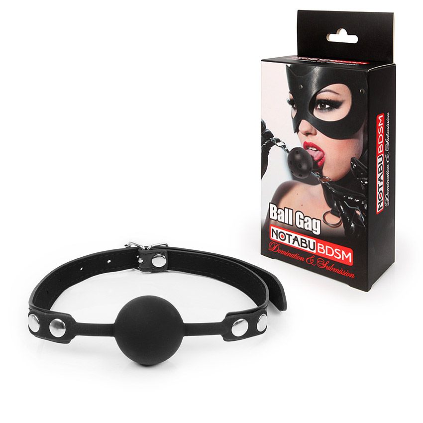 Черный кляп-шарик с регулируемым ремешком 2