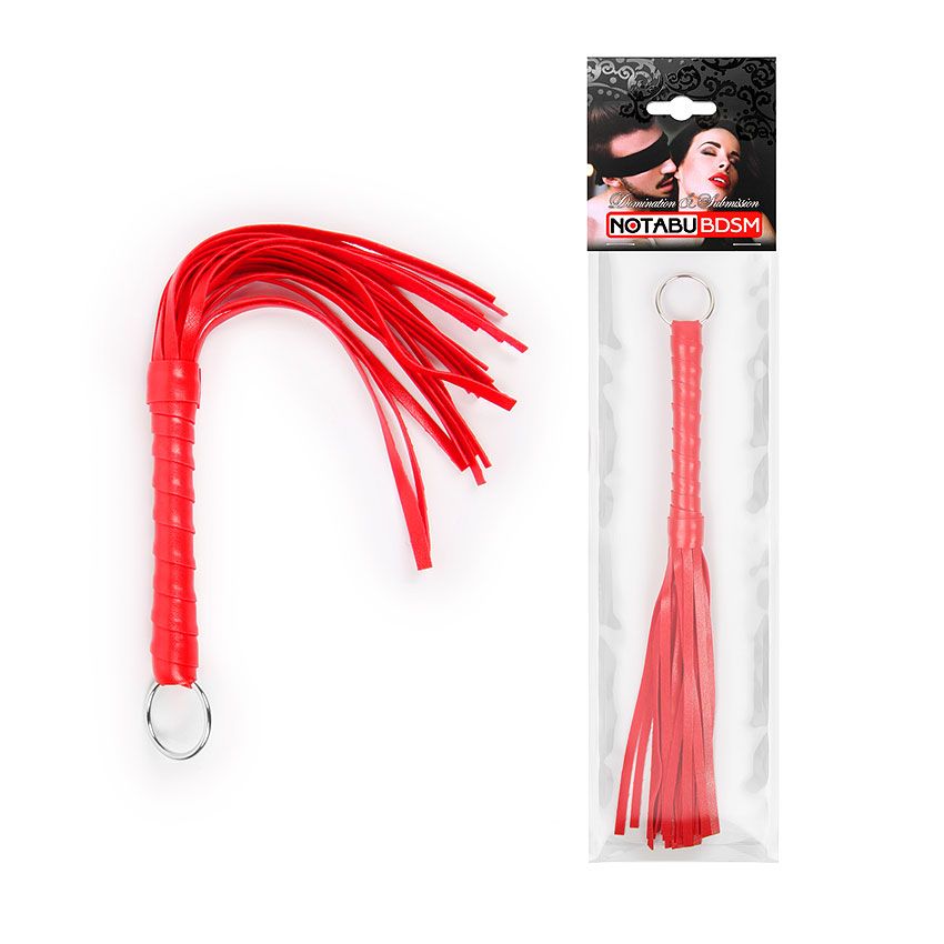 Красная плеть с рукоятью в оплетке - 28 см. 2