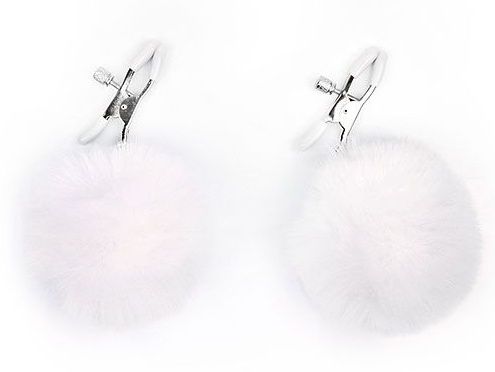 Зажимы для сосков с белым пушком 1