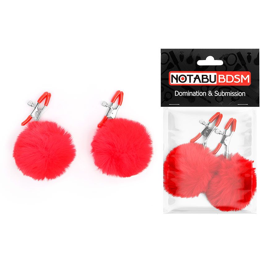 Зажимы для сосков с красным пушком 2