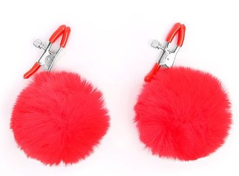Зажимы для сосков с красным пушком 1
