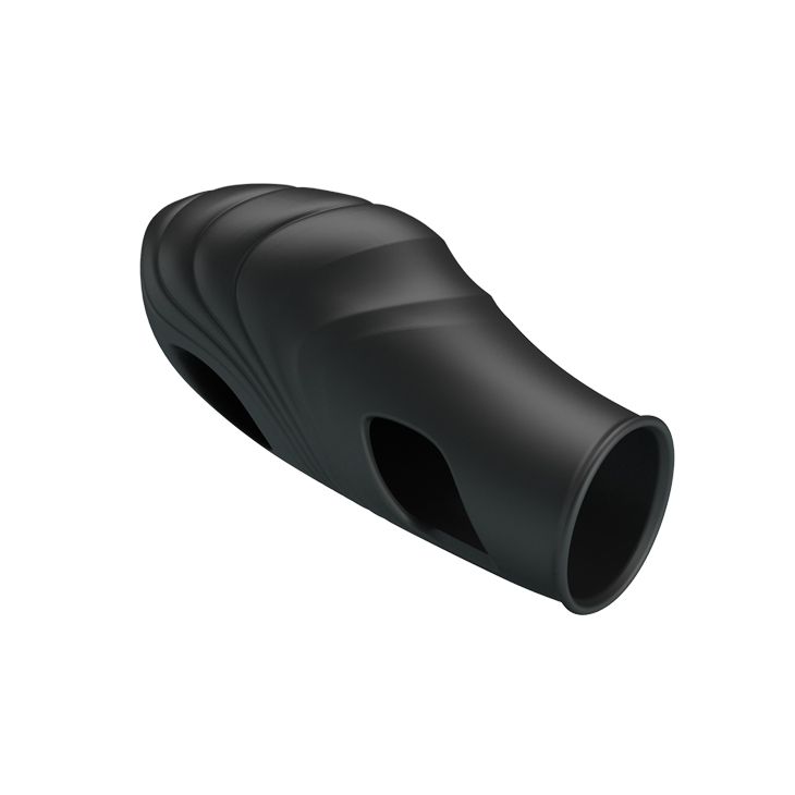 Черная рельефная вибронасадка на палец Lich 4