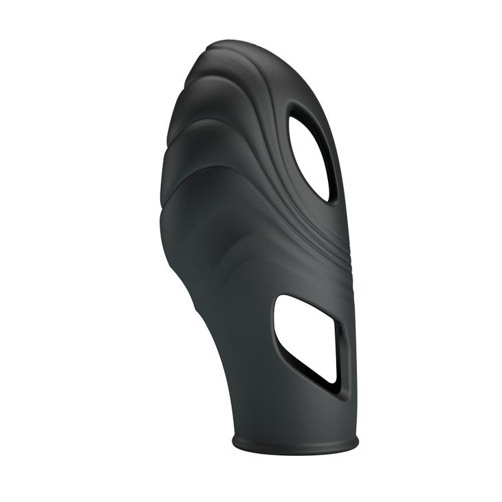 Черная рельефная вибронасадка на палец Lich 1