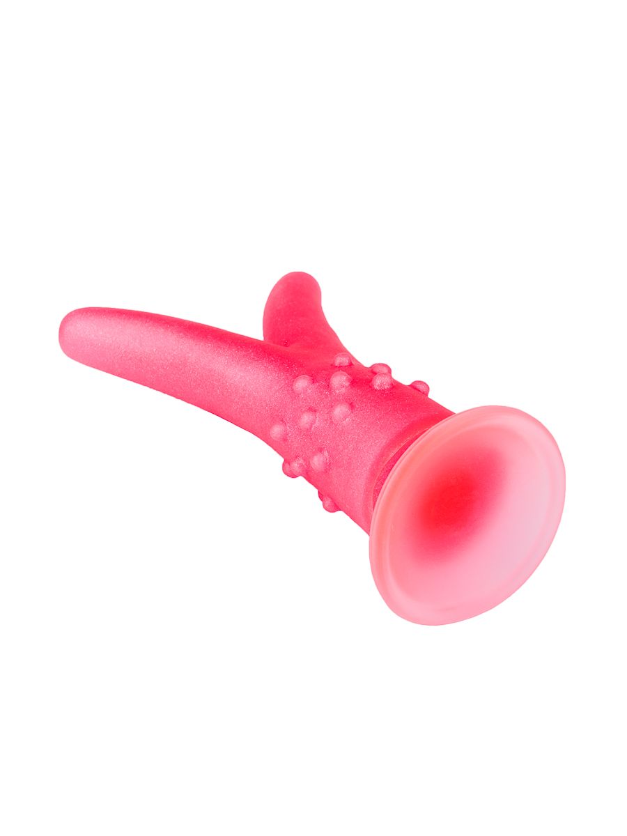 Розовый стимулятор с раздвоенным кончиком - 16 см. 4