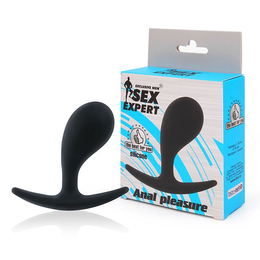 Черная каплевидная анальная пробка с ограничителем - 7,7 см. 2