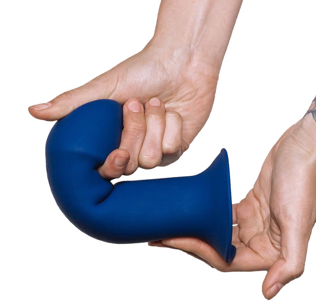 Синий фаллоимитатор двойной плотности Hitsens 1 - 17,7 см. 4