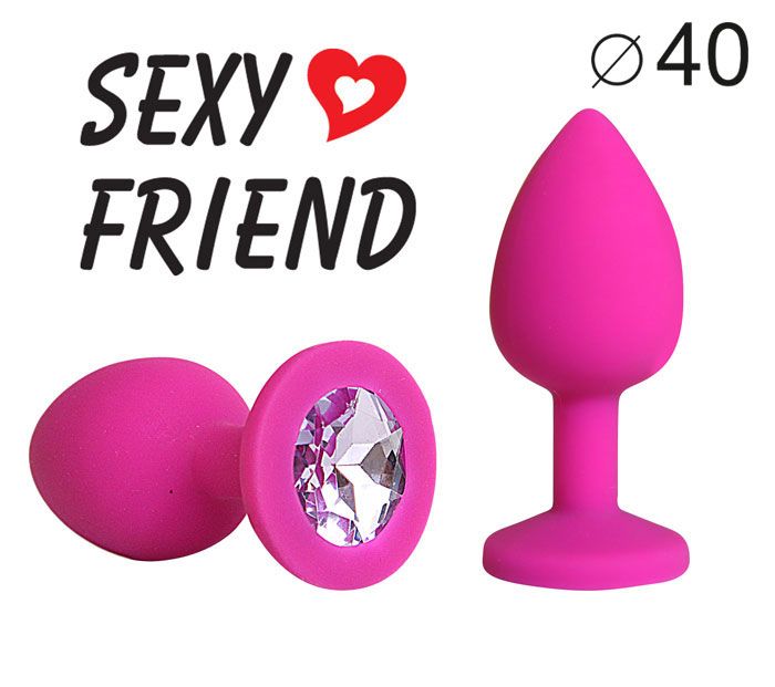 Ярко-розовая анальная пробка с сиреневым кристаллом - 9,5 см. 2