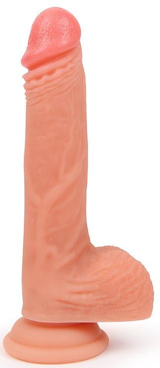 Телесный фаллоимитатор-реалистик с мошонкой на присоске 1