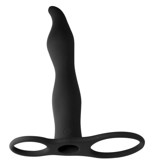 Черная вибронасадка для двойного проникновения Flirtini - 15,9 см. 3