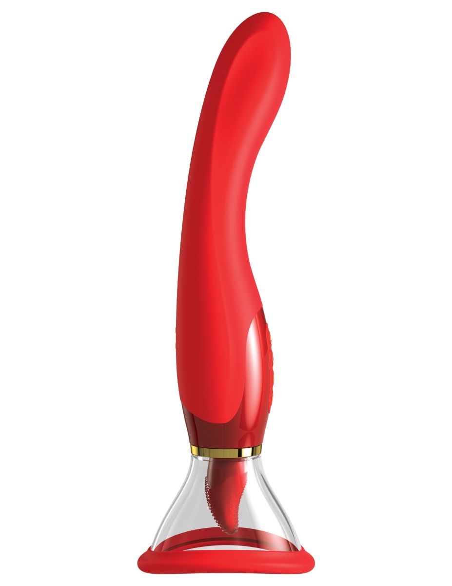 Красный двухсторонний вибростимулятор Ultimate Pleasure 24K Gold Luxury Edition - 25 см. 6