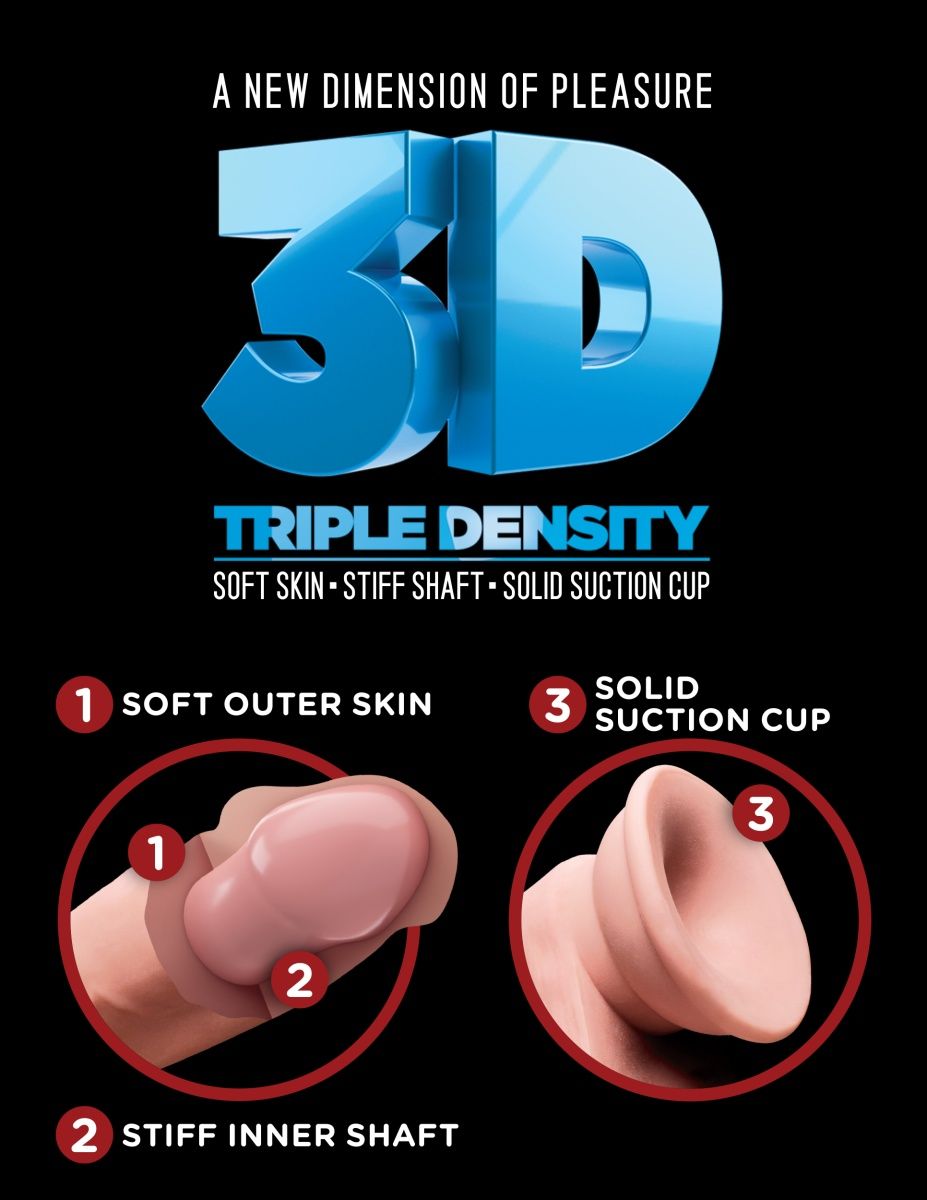 Телесный фаллоимитатор на присоске 8" Triple Density Fat Cock with Balls  - 24,1 см. 5