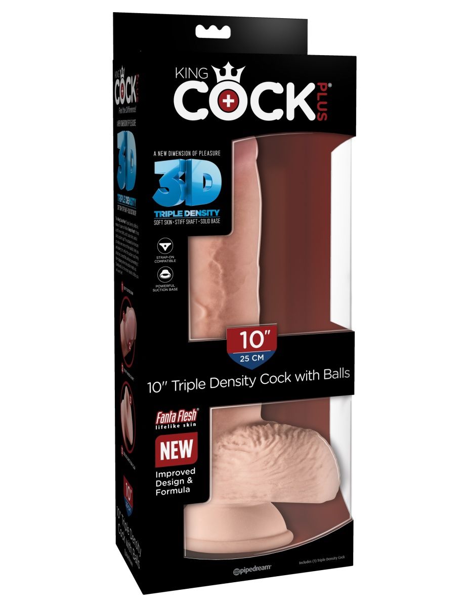 Телесный фаллоимитатор на присоске 10" Triple Density Cock with Balls - 26,7 см. 2