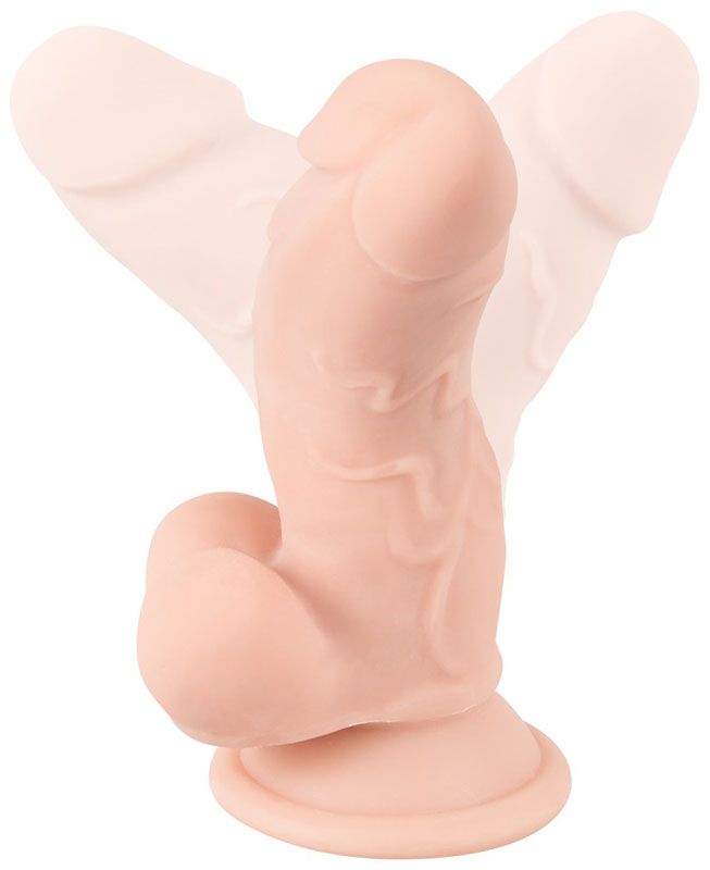 Телесный реалистичный фаллоимитатор на присоске - 17 см. 3