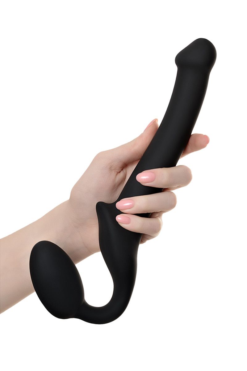 Черный безремневой страпон Silicone Bendable Strap-On - size S 4