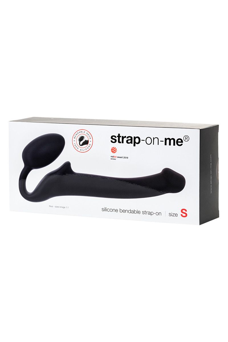 Черный безремневой страпон Silicone Bendable Strap-On - size S 6