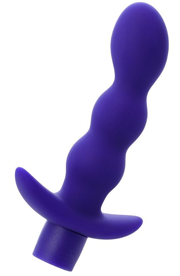 Синий анальный вибратор с загнутой головкой ADORE - 15 см. 1